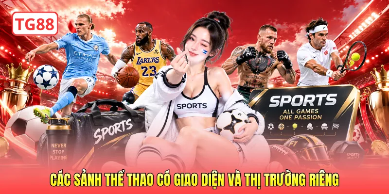 Các sảnh thể thao có giao diện và thị trường riêng